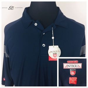 NWT Antigua Men's Golf Blue White Shirt XL SRP $65